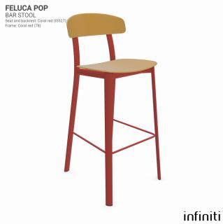 Barová židle Feluca Pop Barva kovové konstrukce: Coral red 78, Barva sedáku a opěradla z recyklovaného plastu: Ochre yellow IS529