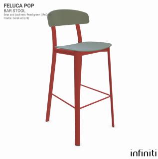 Barová židle Feluca Pop Barva kovové konstrukce: Coral red 78, Barva sedáku a opěradla z recyklovaného plastu: Reed green IR6013