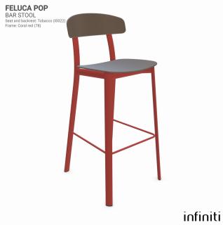 Barová židle Feluca Pop Barva kovové konstrukce: Coral red 78, Barva sedáku a opěradla z recyklovaného plastu: Tobacco IS022