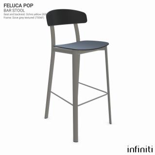 Barová židle Feluca Pop Barva kovové konstrukce: Dove grey fine textured 7006F, Barva sedáku a opěradla z recyklovaného plastu: Coal black IR8022