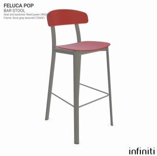Barová židle Feluca Pop Barva kovové konstrukce: Dove grey fine textured 7006F, Barva sedáku a opěradla z recyklovaného plastu: Coral red IS527