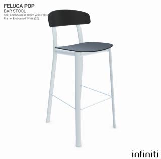 Barová židle Feluca Pop Barva kovové konstrukce: Embossed white 20, Barva sedáku a opěradla z recyklovaného plastu: Coal black IR8022