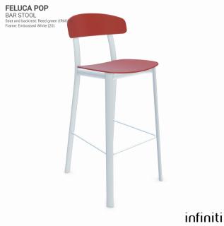 Barová židle Feluca Pop Barva kovové konstrukce: Embossed white 20, Barva sedáku a opěradla z recyklovaného plastu: Coral red IS527