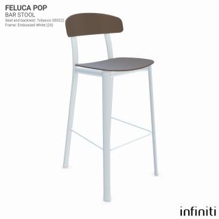Barová židle Feluca Pop Barva kovové konstrukce: Embossed white 20, Barva sedáku a opěradla z recyklovaného plastu: Tobacco IS022