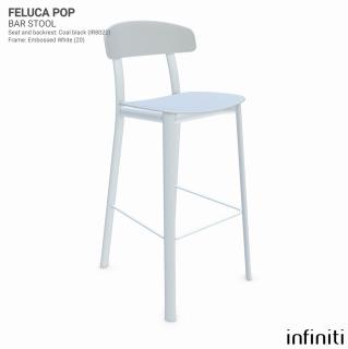 Barová židle Feluca Pop Barva kovové konstrukce: Embossed white 20, Barva sedáku a opěradla z recyklovaného plastu: white IS020
