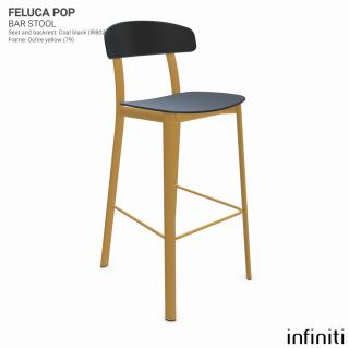 Barová židle Feluca Pop Barva kovové konstrukce: Ochre yellow 79, Barva sedáku a opěradla z recyklovaného plastu: Coal black IR8022