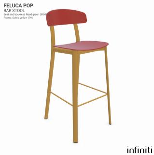 Barová židle Feluca Pop Barva kovové konstrukce: Ochre yellow 79, Barva sedáku a opěradla z recyklovaného plastu: Coral red IS527