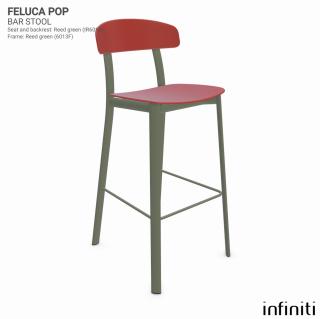 Barová židle Feluca Pop Barva kovové konstrukce: Reed green 6013F, Barva sedáku a opěradla z recyklovaného plastu: Coral red IS527