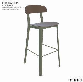 Barová židle Feluca Pop Barva kovové konstrukce: Reed green 6013F, Barva sedáku a opěradla z recyklovaného plastu: Tobacco IS022