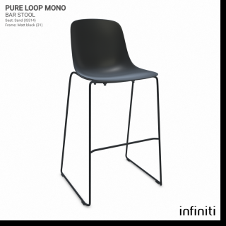 Barová židle Pure Loop Mono Barva kovové konstrukce: Matt black 31, Barva sedáku a opěradla z recyklovaného plastu: Coal black IR8022