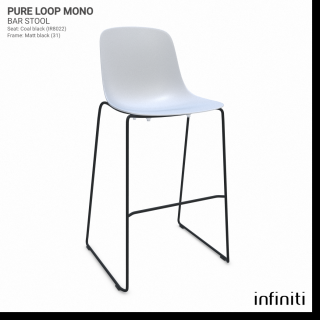 Barová židle Pure Loop Mono Barva kovové konstrukce: Matt black 31, Barva sedáku a opěradla z recyklovaného plastu: white IS020