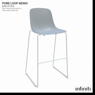 Barová židle Pure Loop Mono Barva kovové konstrukce: Matt white 30, Barva sedáku a opěradla z recyklovaného plastu: Almond grey IP421C