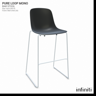 Barová židle Pure Loop Mono Barva kovové konstrukce: Matt white 30, Barva sedáku a opěradla z recyklovaného plastu: Coal black IR8022