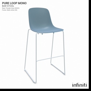 Barová židle Pure Loop Mono Barva kovové konstrukce: Matt white 30, Barva sedáku a opěradla z recyklovaného plastu: Powder blue IS503
