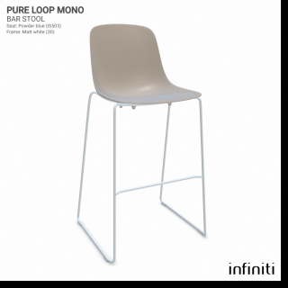 Barová židle Pure Loop Mono Barva kovové konstrukce: Matt white 30, Barva sedáku a opěradla z recyklovaného plastu: Sand IS514