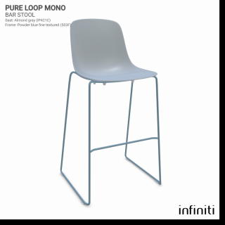 Barová židle Pure Loop Mono Barva kovové konstrukce: Powder blue fine textured 503F, Barva sedáku a opěradla z recyklovaného plastu: Almond grey…