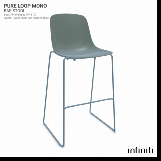 Barová židle Pure Loop Mono Barva kovové konstrukce: Powder blue fine textured 503F, Barva sedáku a opěradla z recyklovaného plastu: Military green…