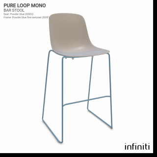 Barová židle Pure Loop Mono Barva kovové konstrukce: Powder blue fine textured 503F, Barva sedáku a opěradla z recyklovaného plastu: Sand IS514