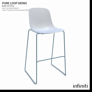 Barová židle Pure Loop Mono Barva kovové konstrukce: Powder blue fine textured 503F, Barva sedáku a opěradla z recyklovaného plastu: white IS020