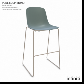 Barová židle Pure Loop Mono Barva kovové konstrukce: Sand 514F, Barva sedáku a opěradla z recyklovaného plastu: Military green IS513