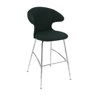 Barová židle Time Flies Barva nohou:: chromová, barva potahu:: tmavě zelená