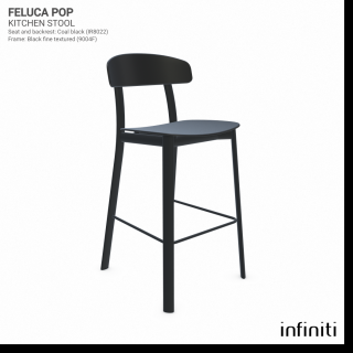 Kuchyňská židle Feluca Pop Barva kovové konstrukce: Black ﬁne textured 9004F, Barva sedáku a opěradla z recyklovaného plastu: Coal black IR8022