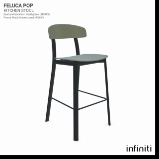 Kuchyňská židle Feluca Pop Barva kovové konstrukce: Black ﬁne textured 9004F, Barva sedáku a opěradla z recyklovaného plastu: Reed green IR6013