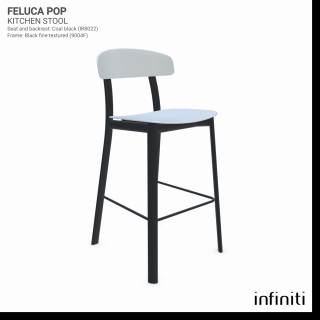 Kuchyňská židle Feluca Pop Barva kovové konstrukce: Black ﬁne textured 9004F, Barva sedáku a opěradla z recyklovaného plastu: white IS020