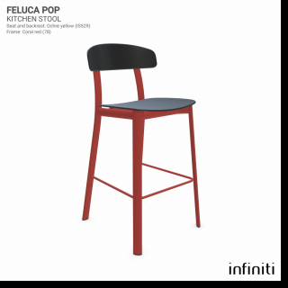 Kuchyňská židle Feluca Pop Barva kovové konstrukce: Coral red 78, Barva sedáku a opěradla z recyklovaného plastu: Coal black IR8022