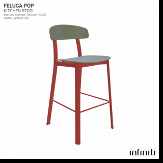 Kuchyňská židle Feluca Pop Barva kovové konstrukce: Coral red 78, Barva sedáku a opěradla z recyklovaného plastu: Reed green IR6013