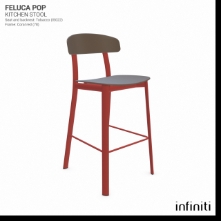 Kuchyňská židle Feluca Pop Barva kovové konstrukce: Coral red 78, Barva sedáku a opěradla z recyklovaného plastu: Tobacco IS022