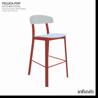 Kuchyňská židle Feluca Pop Barva kovové konstrukce: Coral red 78, Barva sedáku a opěradla z recyklovaného plastu: white IS020