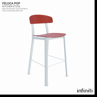 Kuchyňská židle Feluca Pop Barva kovové konstrukce: Embossed white 20, Barva sedáku a opěradla z recyklovaného plastu: Coral red IS527
