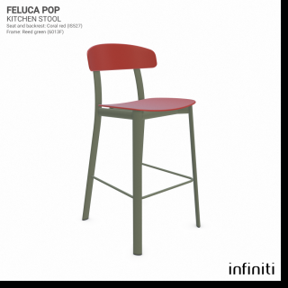 Kuchyňská židle Feluca Pop Barva kovové konstrukce: Reed green 6013F, Barva sedáku a opěradla z recyklovaného plastu: Coral red IS527