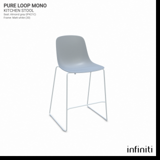 Kuchyňská židle Pure Loop Mono Barva kovové konstrukce: Matt white 30, Barva sedáku a opěradla z recyklovaného plastu: Almond grey IP421C