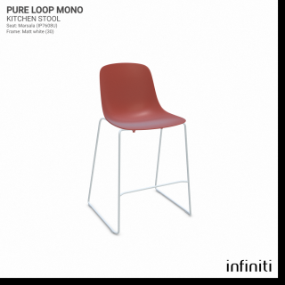 Kuchyňská židle Pure Loop Mono Barva kovové konstrukce: Matt white 30, Barva sedáku a opěradla z recyklovaného plastu: Marsala IP7608U