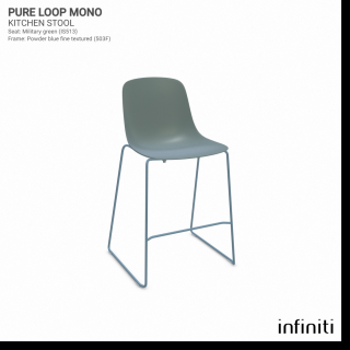 Kuchyňská židle Pure Loop Mono Barva kovové konstrukce: Powder blue fine textured 503F, Barva sedáku a opěradla z recyklovaného plastu: Military green…