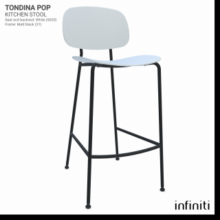 Kuchyňská židle Tondina Pop Barva kovové konstrukce: Matt black 31, Barva sedáku a opěradla z recyklovaného plastu: white IS020