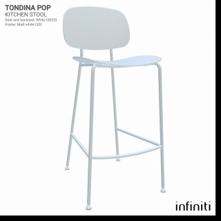 Kuchyňská židle Tondina Pop Barva kovové konstrukce: Matt white 30, Barva sedáku a opěradla z recyklovaného plastu: white IS020