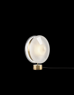 Stolní lampa Orbital Barva konstrukce:: patinovaná zlatá, Barva skla:: bílá