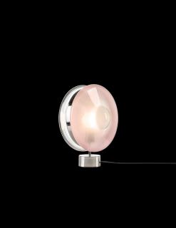 Stolní lampa Orbital Barva konstrukce:: stříbrná, Barva skla:: růžová