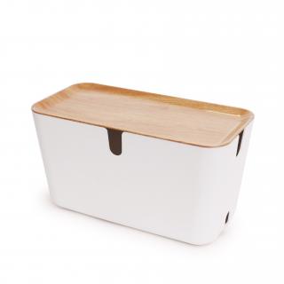 Úložný box na nabíječky světlé dřevo velikost: xx-large 46x21,5x24,5cm