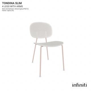 Venkovní židle z recyklovaného plastu Tondina Slim Barva kovové konstrukce: Cipria 70, Barva sedáku a opěradla z recyklovaného plastu: Almond grey…