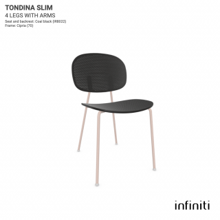 Venkovní židle z recyklovaného plastu Tondina Slim Barva kovové konstrukce: Cipria 70, Barva sedáku a opěradla z recyklovaného plastu: Coal black…