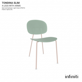 Venkovní židle z recyklovaného plastu Tondina Slim Barva kovové konstrukce: Cipria 70, Barva sedáku a opěradla z recyklovaného plastu: Light green…