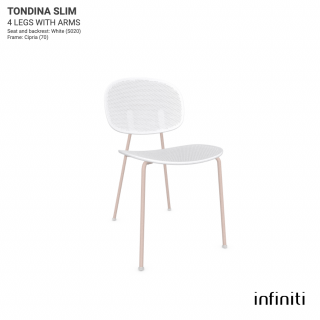 Venkovní židle z recyklovaného plastu Tondina Slim Barva kovové konstrukce: Cipria 70, Barva sedáku a opěradla z recyklovaného plastu: white IS020