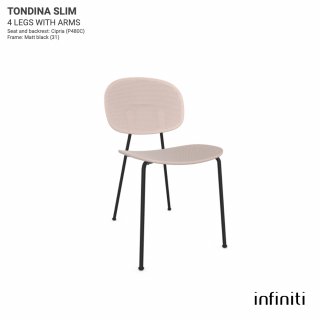 Venkovní židle z recyklovaného plastu Tondina Slim Barva kovové konstrukce: Matt black 31, Barva sedáku a opěradla z recyklovaného plastu: Cipria…