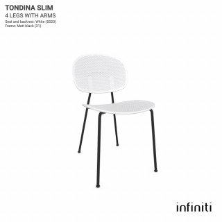 Venkovní židle z recyklovaného plastu Tondina Slim Barva kovové konstrukce: Matt black 31, Barva sedáku a opěradla z recyklovaného plastu: white IS020