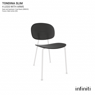 Venkovní židle z recyklovaného plastu Tondina Slim Barva kovové konstrukce: Matt white 30, Barva sedáku a opěradla z recyklovaného plastu: Coal black…
