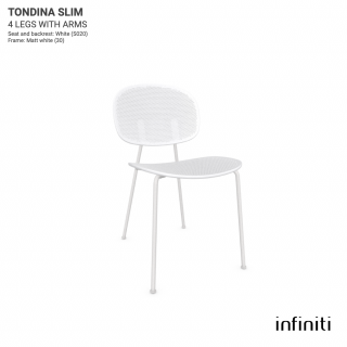 Venkovní židle z recyklovaného plastu Tondina Slim Barva kovové konstrukce: Matt white 30, Barva sedáku a opěradla z recyklovaného plastu: white IS020